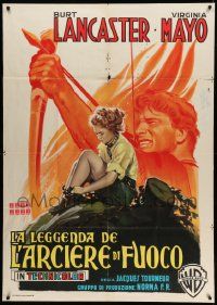 4y482 FLAME & THE ARROW Italian 1p R60s different art of Burt Lancaster & chained Virginia Mayo!