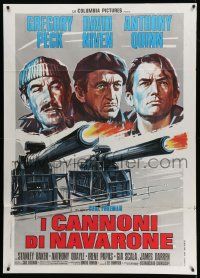 4y503 GUNS OF NAVARONE Italian 1p R67 different art of Gregory Peck, David Niven & Anthony Quinn!