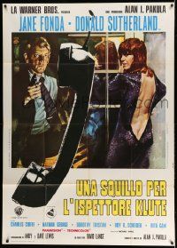 4y537 KLUTE Italian 1p '71 different art of Donald Sutherland & sexy Jane Fonda by Gasparri!