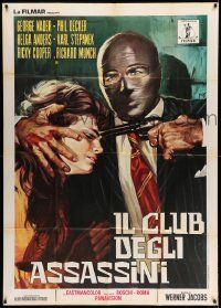 4y580 MURDERERS CLUB OF BROOKLYN Italian 1p '70 Mos art of masked man holding gun to girli's head!