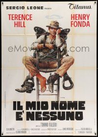 4y582 MY NAME IS NOBODY Italian 1p '74 great spaghetti western art of Terence Hill by Casaro!