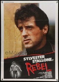 4y590 NO PLACE TO HIDE Italian 1p R84 super close up of Rebel Sylvester Stallone in an early role!