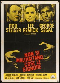 4y591 NO WAY TO TREAT A LADY Italian 1p '68 Rod Steiger, Remick & Segal, hands about to strangle!