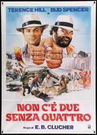 4y593 NOT TWO BUT FOUR Italian 1p '84 art of Terence Hill & Bud Spencer by Renato Casaro!