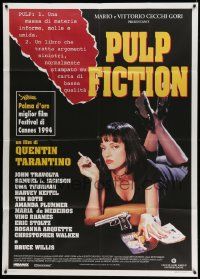 4y616 PULP FICTION Italian 1p '94 Quentin Tarantino, close up of sexy Uma Thurman smoking!