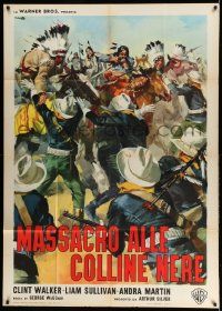 4y627 REQUIEM TO MASSACRE Italian 1p '62 cool different western art by Averardo Ciriello!