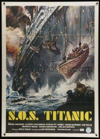 4y635 S.O.S. TITANIC Italian 1p '79 best completely different art of the legendary ship sinking!