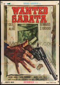 4y702 WANTED SABATA Italian 1p '70 spaghetti western art of Brad Harris on wanted poster + gun!