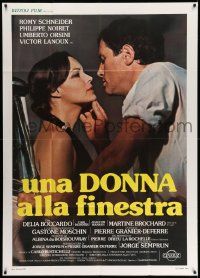 4y707 WOMAN AT HER WINDOW Italian 1p '77 romantic c/u of sexy Romy Schneider & Philippe Noiret!
