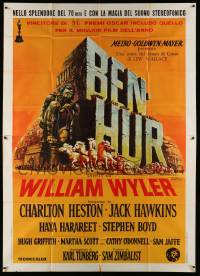 4y115 BEN-HUR Italian 2p R60s Charlton Heston, William Wyler classic religious epic, cool art!