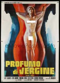 4y120 BLOODY VIRGIN Italian 2p '75 wild full-length art of naked Greek woman in crucifix pose!