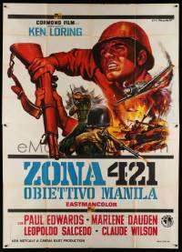 4y131 COMBAT KILLERS Italian 2p '68 Ken Loring, different WWII action art by Ezio Tarantelli!