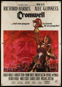 4y137 CROMWELL Italian 2p '70 great artwork of Richard Harris & Alec Guinness!