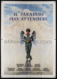 4y172 HEAVEN CAN WAIT Italian 2p 1978 Birney Lettick art of angel Warren Beatty, football!