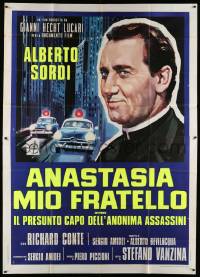 4y211 MY BROTHER ANASTASIA Italian 2p '73 artwork of priest Alberto Sordi & police cars!