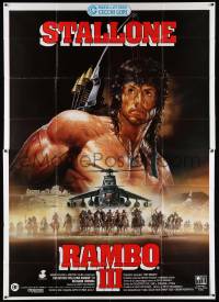 4y231 RAMBO III Italian 2p '88 Sylvester Stallone returns as John Rambo, cool different Casaro art!