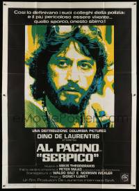 4y243 SERPICO Italian 2p '74 cool close up image of Al Pacino, Sidney Lumet crime classic!