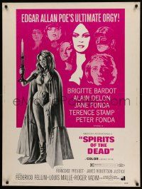 4z254 SPIRITS OF THE DEAD 30x40 '69 Federico Fellini, Reynold Brown artwork of sexy Jane Fonda!