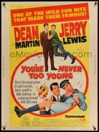 4z271 YOU'RE NEVER TOO YOUNG 30x40 R64 great image of Dean Martin & wacky Jerry Lewis!