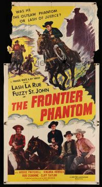4z101 FRONTIER PHANTOM 3sh '51 great artwork of cowboy Lash La Rue on horseback!