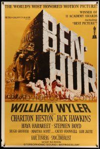 4z343 BEN-HUR 40x60 R69 Charlton Heston, William Wyler classic religious epic, cool chariot art!
