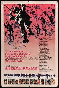 4z346 BRIDGE TOO FAR style B 40x60 '77 Michael Caine, Connery, cool art of hundreds of paratroopers
