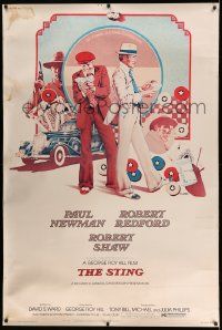 4z412 STING 40x60 '74 different art of Paul Newman & Robert Redford by Charles Moll & Bill Gold!