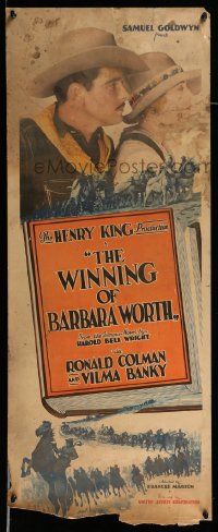 4z083 WINNING OF BARBARA WORTH insert '26 Colman, Banky, from Harold Bell Wright's famous novel!