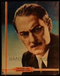4z043 LIONEL BARRYMORE 22x28 personality poster '33 intense head & shoulders portrait of the star!