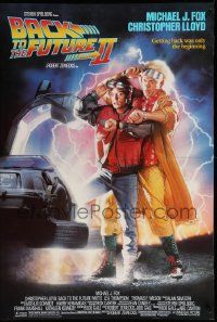 4z109 BACK TO THE FUTURE II standee '89 art of Michael J. Fox & Christopher Lloyd by Drew Struzan!
