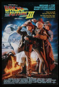 4z111 BACK TO THE FUTURE III standee '90 Michael J. Fox, Chris Lloyd, Zemeckis, Drew Struzan art!