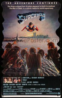 4z127 SUPERMAN II standee '81 Christopher Reeve battles Terence Stamp & villains over New York!