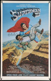 4z199 SUPERMAN III half subway '83 art of Reeve flying with Richard Pryor by Salk!