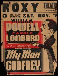 4z016 MY MAN GODFREY jumbo WC '36 different art of William Powell as butler in the laugh riot!