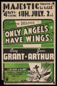 4z026 ONLY ANGELS HAVE WINGS local theater 17x26 WC '39 Howard Hawks, different plane crash art!