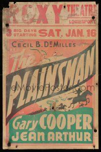 4z017 PLAINSMAN 17x26 WC '36 Cecil B. DeMille's western classic, different silhouette art!