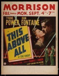 4z021 THIS ABOVE ALL jumbo WC '42 wonderful close up of Tyrone Power about to kiss Joan Fontaine!