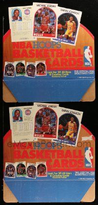 5a306 LOT OF 2 NBA HOOPS BASKETBALL CARDS DISPLAYS '89 Michael Jordan, Magic Johnson & more!
