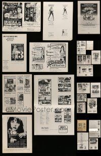 5a068 LOT OF 22 UNCUT PRESSBOOK SUPPLEMENTS AND AD SHEETS '60s-70s many advertising images!