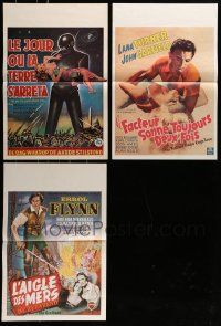 5a025 LOT OF 3 FOLDED BELGIAN REPRO POSTERS '90s Day the Earth Stood Still, The Sea Hawk & more!