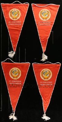 5a304 LOT OF 4 RUSSIAN PENNANTS '80s used by the USSR Olympic Games committee!