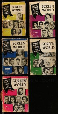 5a188 LOT OF 5 SCREEN WORLD FILM ANNUAL 1955-1960 HARDCOVER BOOKS '55-60 many movie images & info!