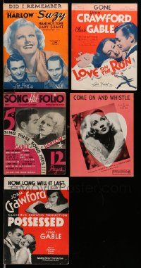5a005 LOT OF 5 JEAN HARLOW, JOAN CRAWFORD, AND MARLENE DIETRICH SHEET MUSIC '30s-40s cool songs!