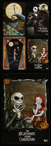 5a315 LOT OF 5 UNFOLDED 15x21 NIGHTMARE BEFORE CHRISTMAS COMMERCIAL POSTERS '93 cool cartoon art!