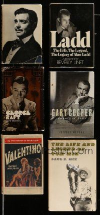 5a185 LOT OF 6 ACTOR BIOGRAPHY HARDCOVER BOOKS '60s-90s Gable, Ladd, Raft, Cooper, Valentino, Mix