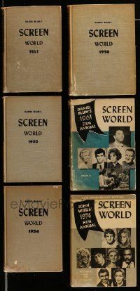 5a179 LOT OF 6 SCREEN WORLD FILM ANNUAL 1951-1974 HARDCOVER BOOKS '51-74 filled with movie info!