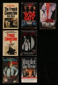 5a274 LOT OF 7 PAPERBACK BOOKS OF CRIME MOVIE ADAPTATIONS '70s-90s French Connection, Wise Guy!