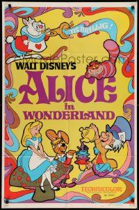 5b055 ALICE IN WONDERLAND 1sh R81 Walt Disney Lewis Carroll classic, cool psychedelic art