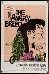 5b066 ANGRY BREED 1sh '68 bikers buck the establishment, cool artwork of angry youth!