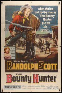 5b142 BOUNTY HUNTER 1sh '54 when the law put up the money Randolph Scott put on his guns!